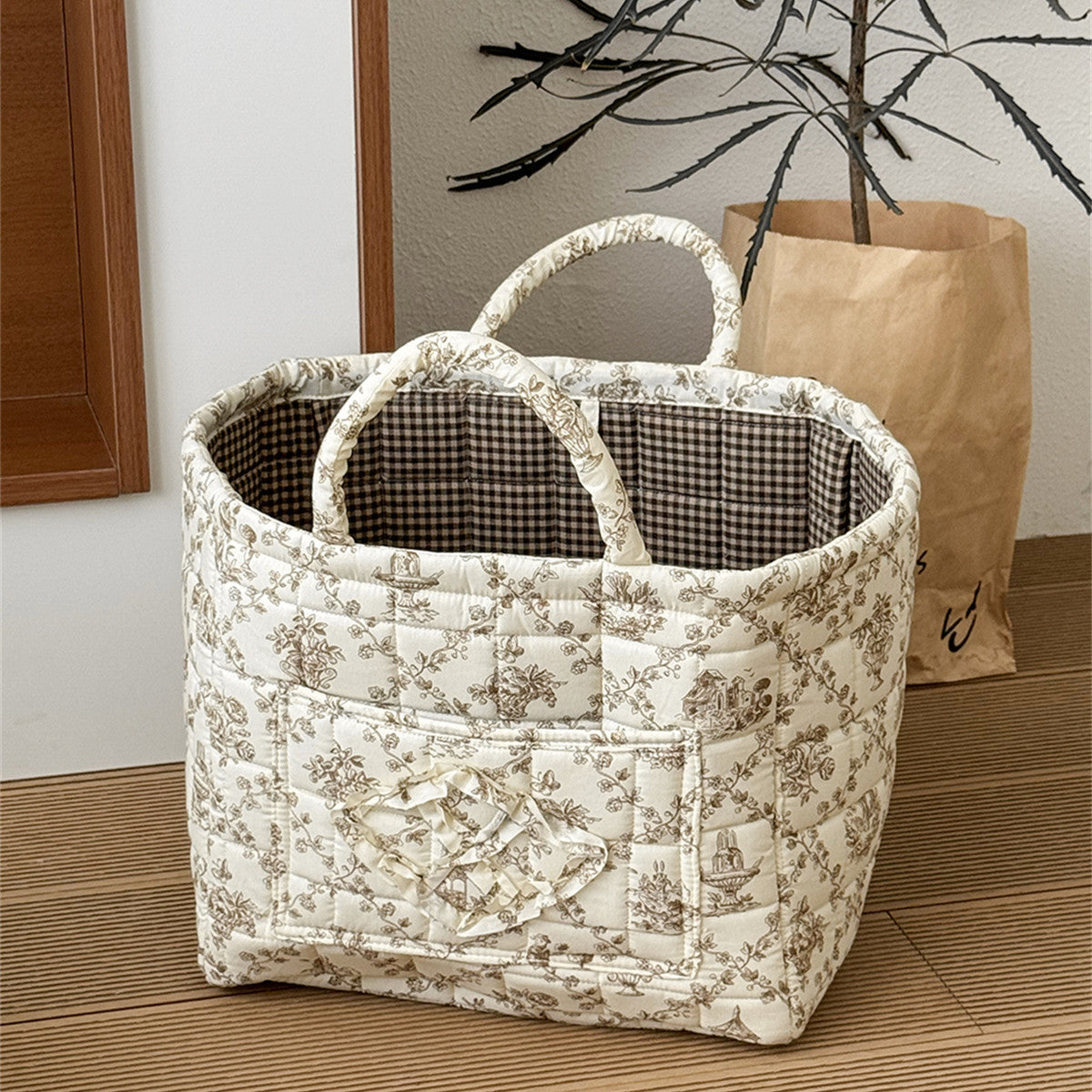 Padded Toile Print Tote With Top Handles - Color_09