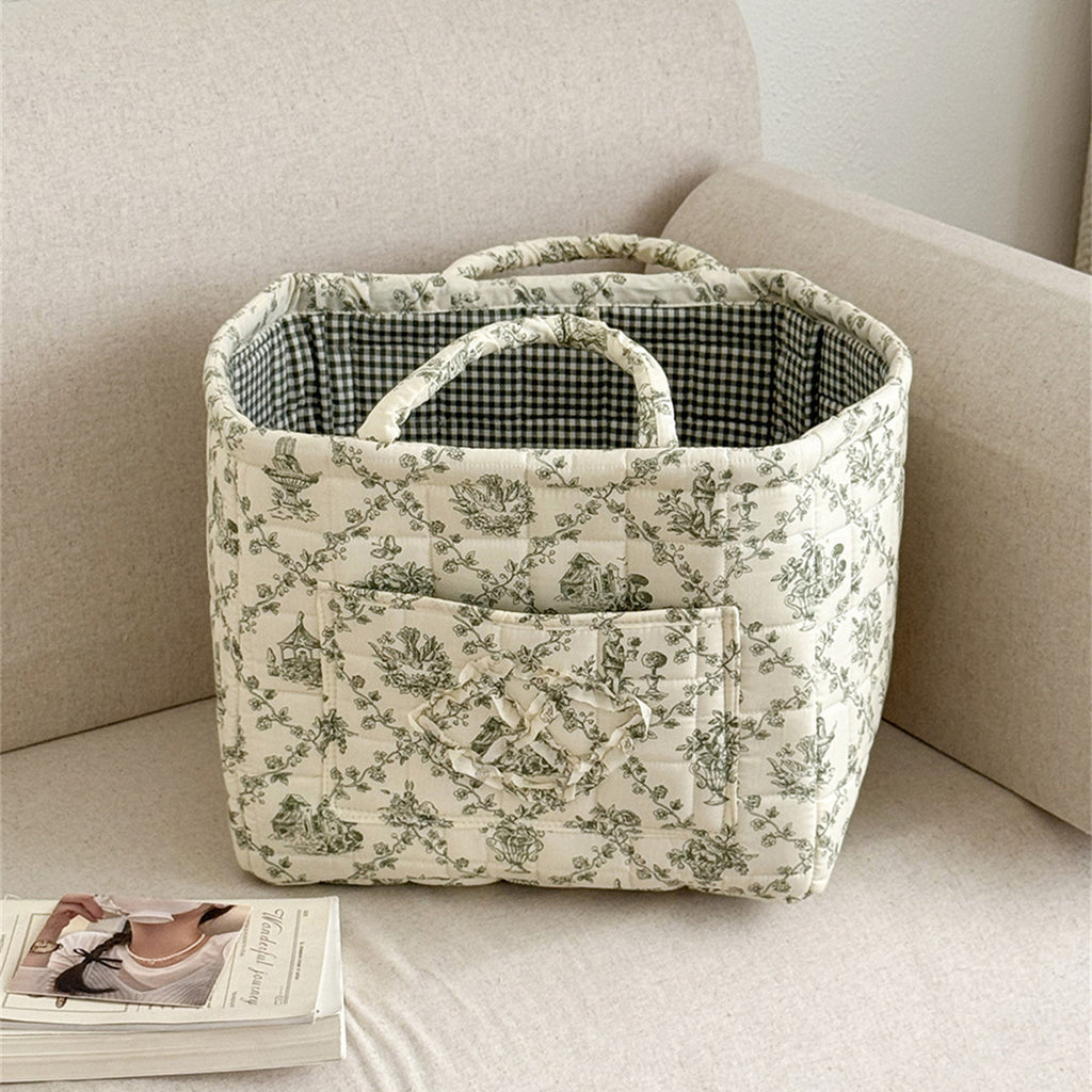 Padded Toile Print Tote With Top Handles - Color_10