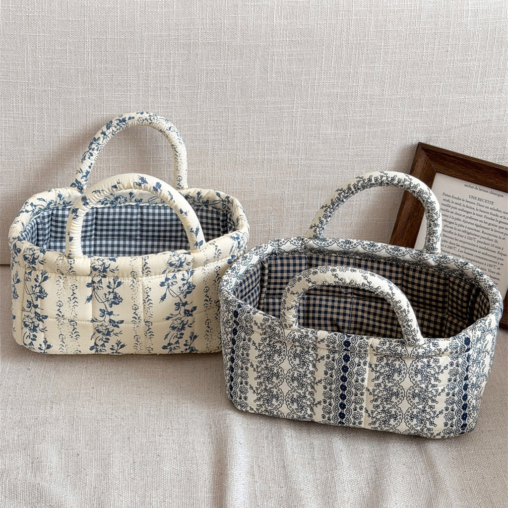 Padded Toile Print Tote With Top Handles - view 1