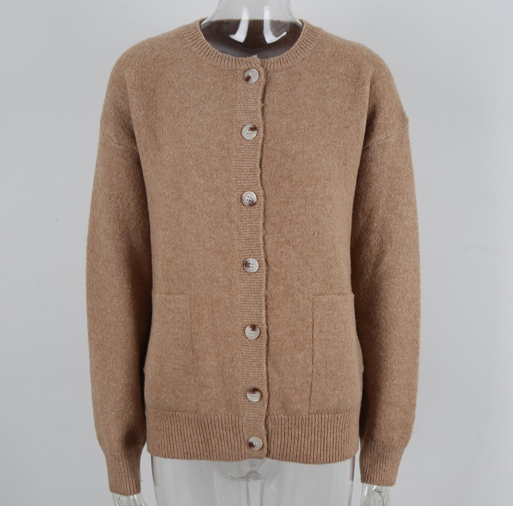 Patch Pocket Button Front Soft Cardigan - Khaki