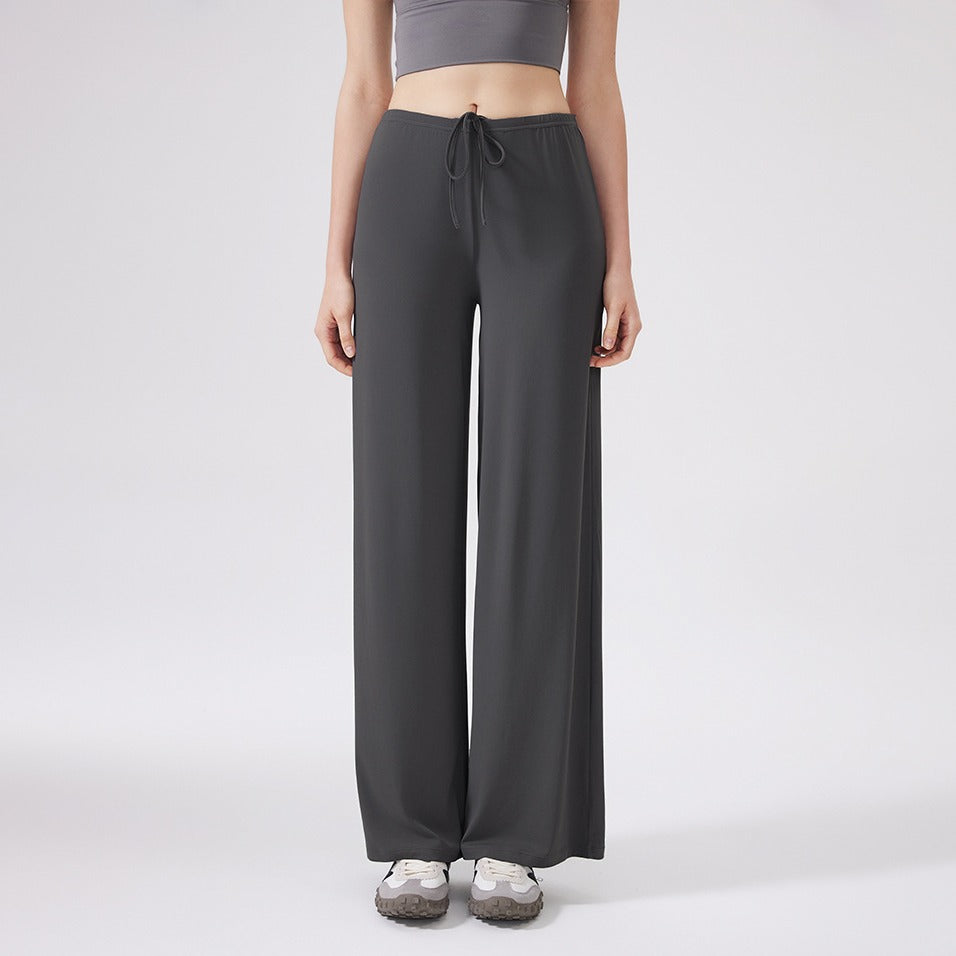 Cooling Stretch Drawstring Wide Leg Yoga Pants - Graphite