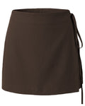 Wrap Front Mini Skort With Side Tie - Chocolate