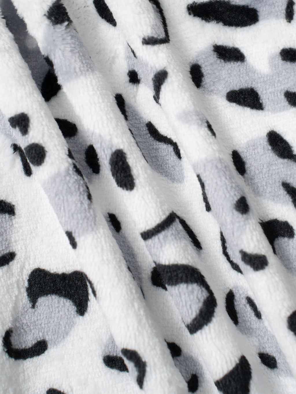 Leopard Print Plush Wide Leg Lounge Pants - White - 8