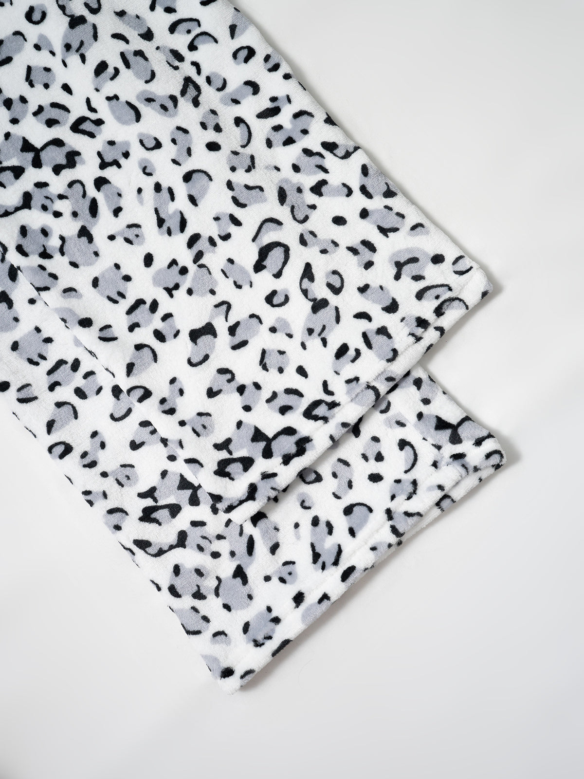 Leopard Print Plush Wide Leg Lounge Pants - White - 9