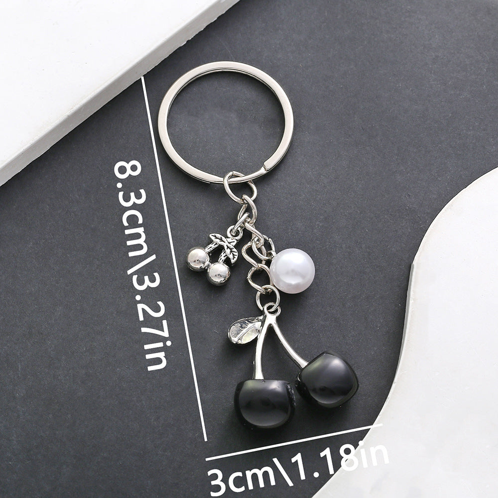 Glossy Cherry Fruit Charm Keychain - Color_3