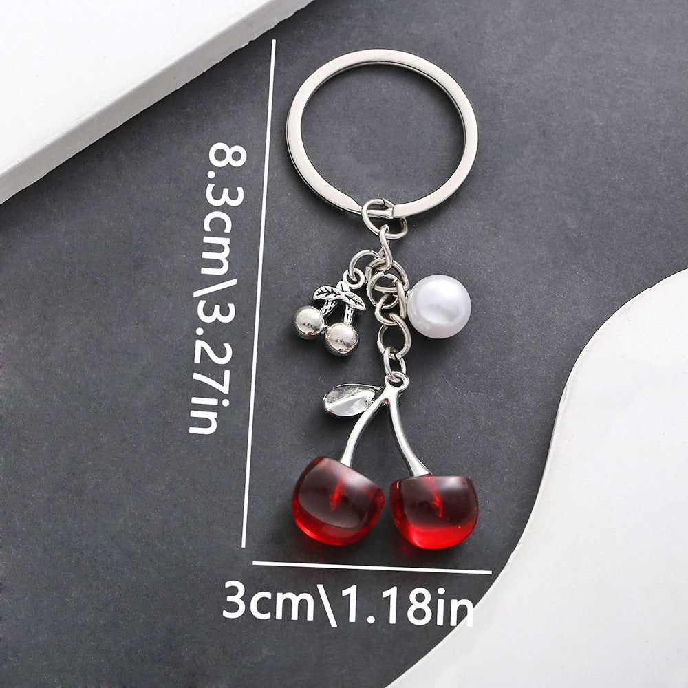Glossy Cherry Fruit Charm Keychain - Color_4