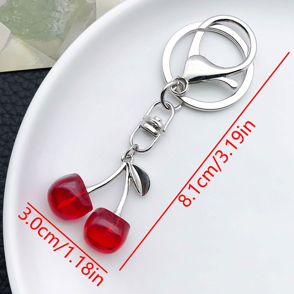 Glossy Cherry Fruit Charm Keychain - Color_5