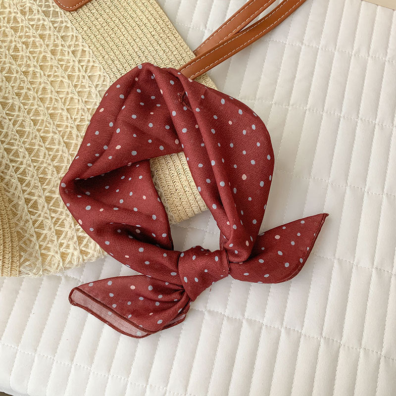 Cherry Dot Ditsy Print Square Bandana Scarf - C2