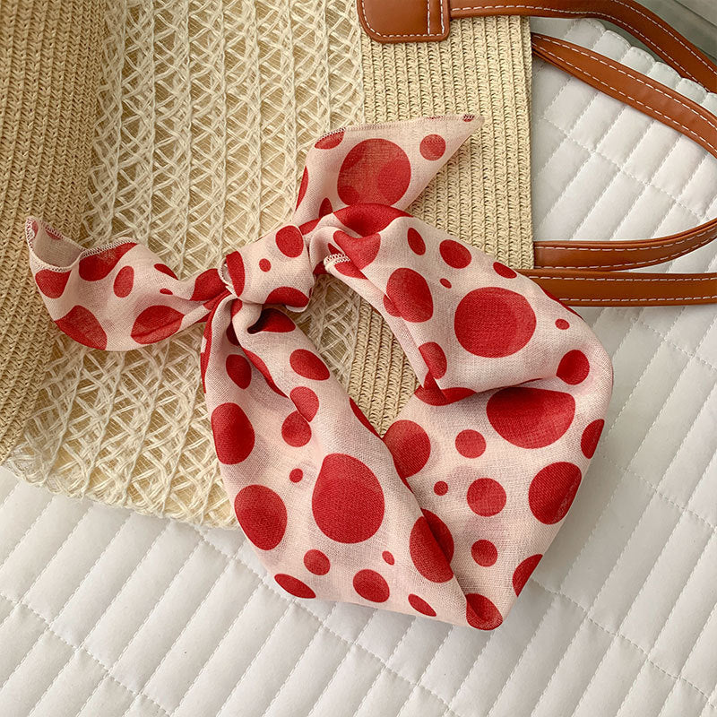 Cherry Dot Ditsy Print Square Bandana Scarf - C4