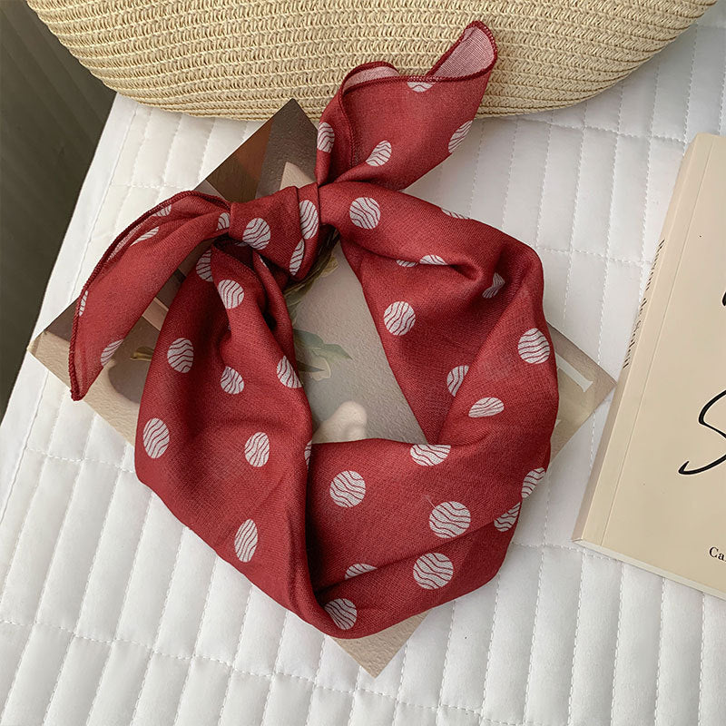 Cherry Dot Ditsy Print Square Bandana Scarf - C5