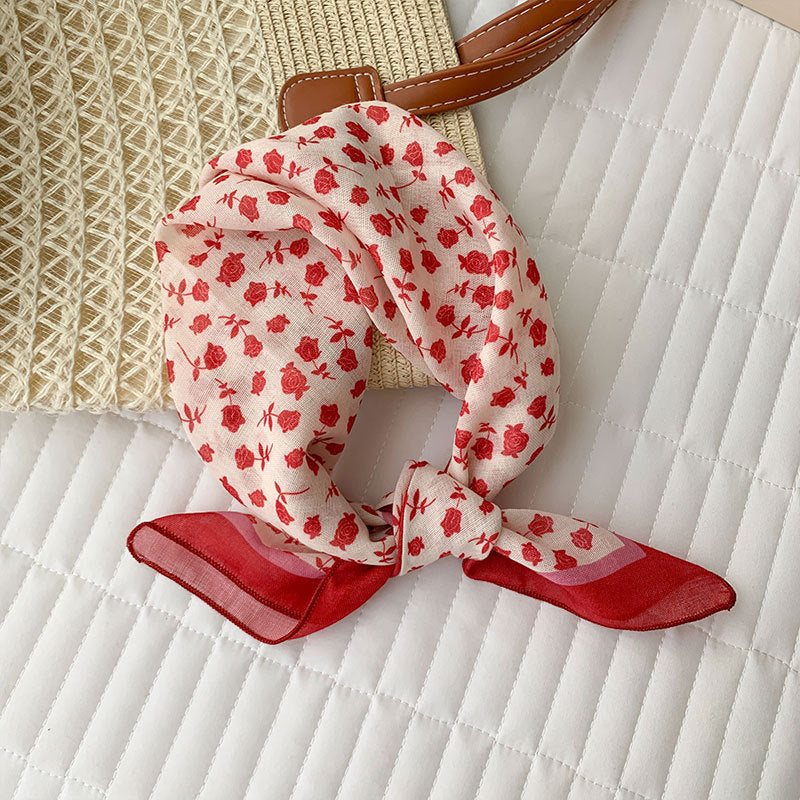Cherry Dot Ditsy Print Square Bandana Scarf - C6