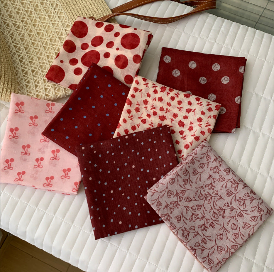 Cherry Dot Ditsy Print Square Bandana Scarf - view 1