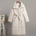 Belted Quilted Longline Wrap Coat - Beige