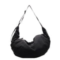 Oversized Nylon Crescent Shoulder Bag - Black