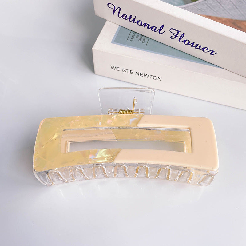 Oversized Two Tone Rectangular Claw Clip - Yellow4.92in