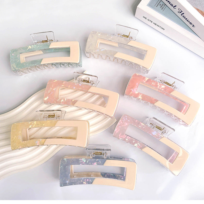 Oversized Two Tone Rectangular Claw Clip