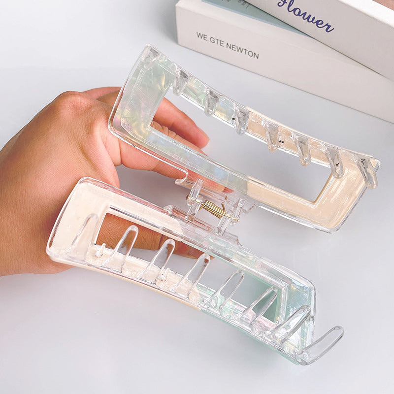 Oversized Two Tone Rectangular Claw Clip - view 1