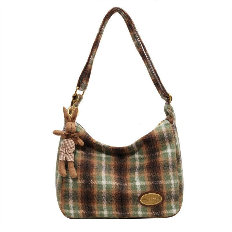 Plaid Slouchy Hobo Shoulder Bag