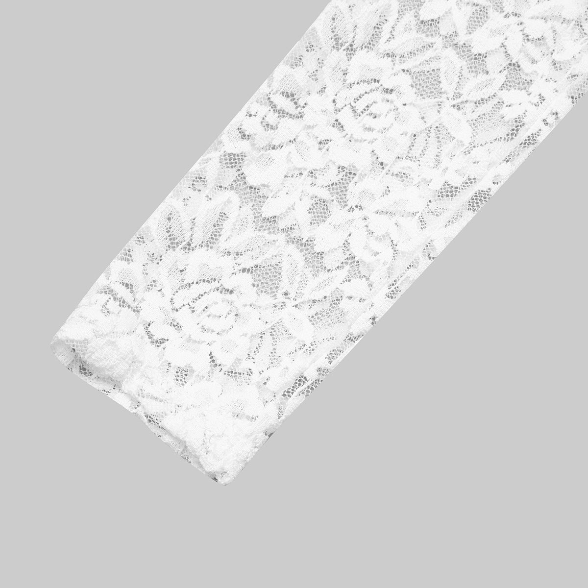 Scalloped Lace Long Sleeve Bodysuit - White - 6