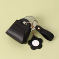 Mini Purse Keychain With Daisy Mirror Charm - Black