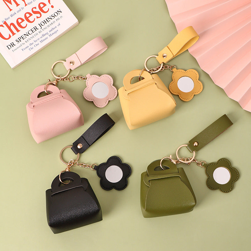 Mini Purse Keychain With Daisy Mirror Charm