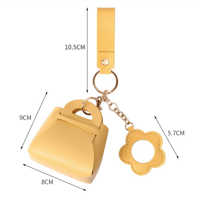 Mini Purse Keychain With Daisy Mirror Charm - view 1