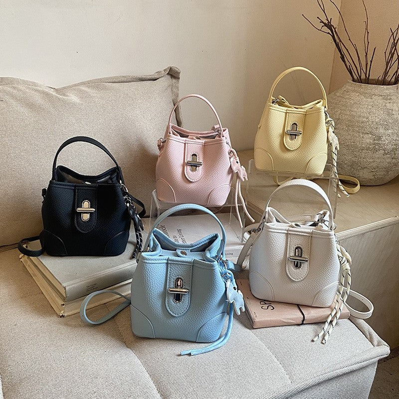 Mini Turn Lock Bucket Bag with Crossbody Strap