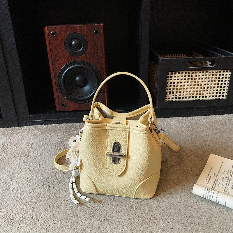 Mini Turn Lock Bucket Bag with Crossbody Strap