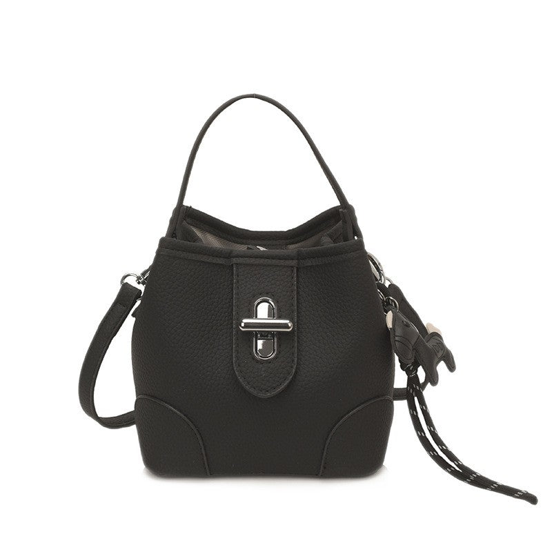 Mini Turn Lock Bucket Bag with Crossbody Strap