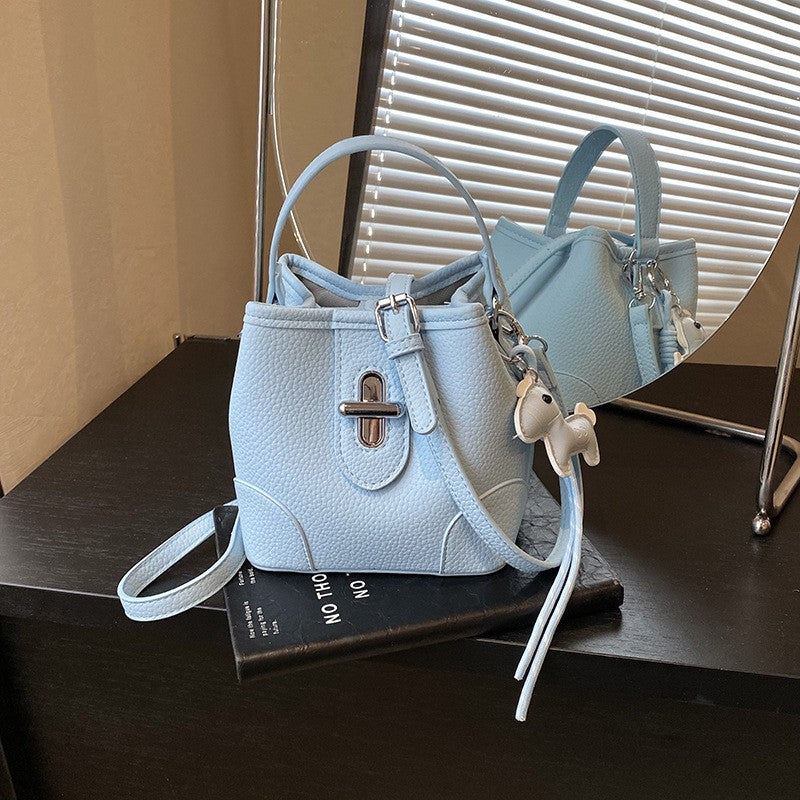 Mini Turn Lock Bucket Bag with Crossbody Strap