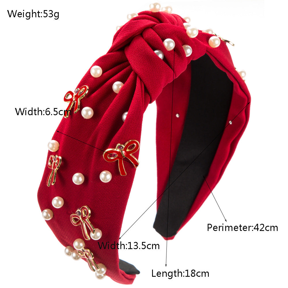 Pearl And Bow Charm Knotted Headband - view 1