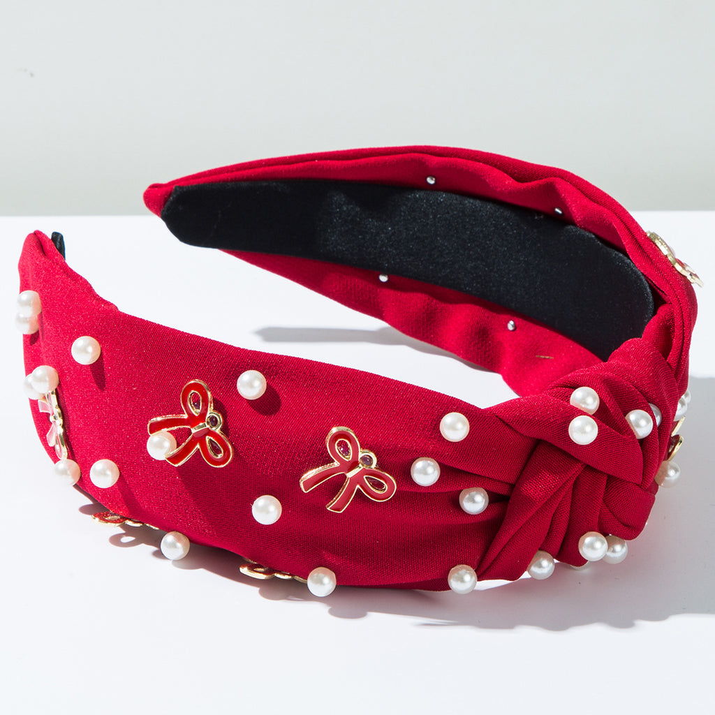 Pearl And Bow Charm Knotted Headband - view 2