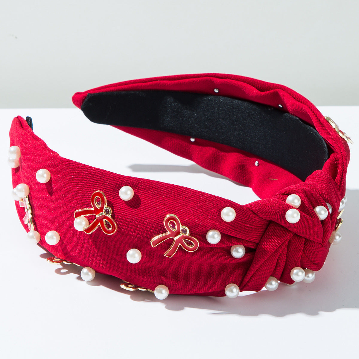 Pearl And Bow Charm Knotted Headband - view 2