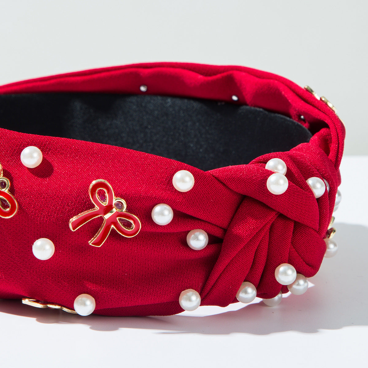 Pearl And Bow Charm Knotted Headband - view 3