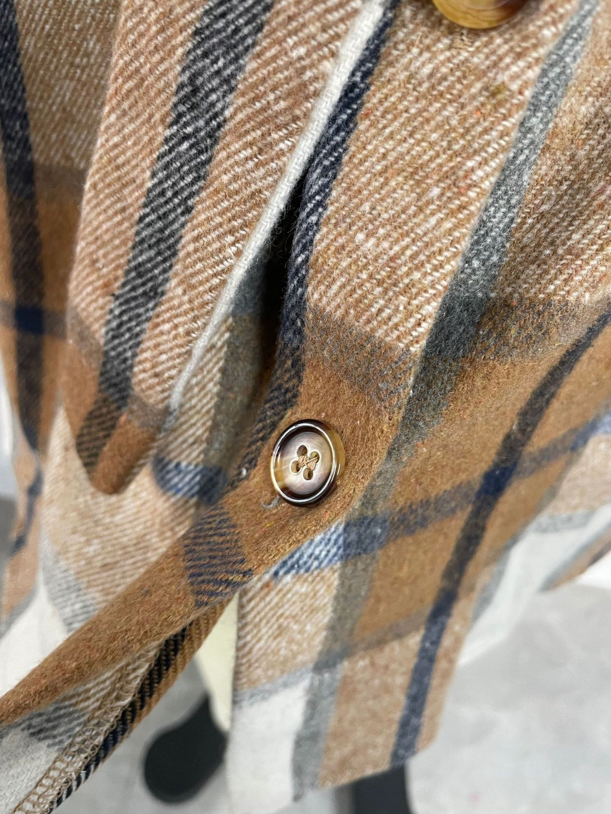 Belted Plaid Collared Long Sleeve Shirt Dress - Brown - 3