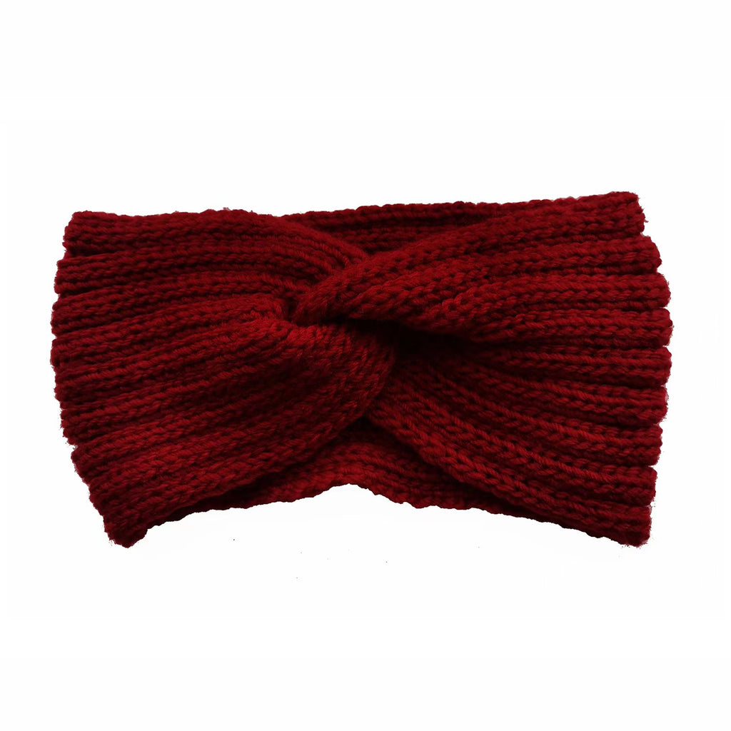 Soft Rib Knit Twist Front Headband - Bordeaux