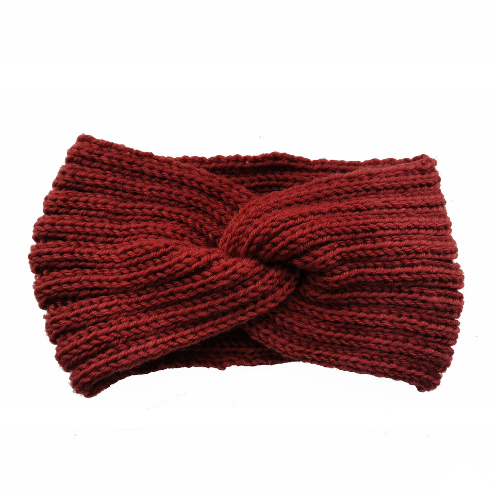 Soft Rib Knit Twist Front Headband - Brick