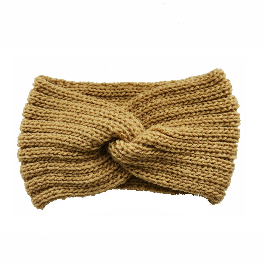 Soft Rib Knit Twist Front Headband - ChaiTea