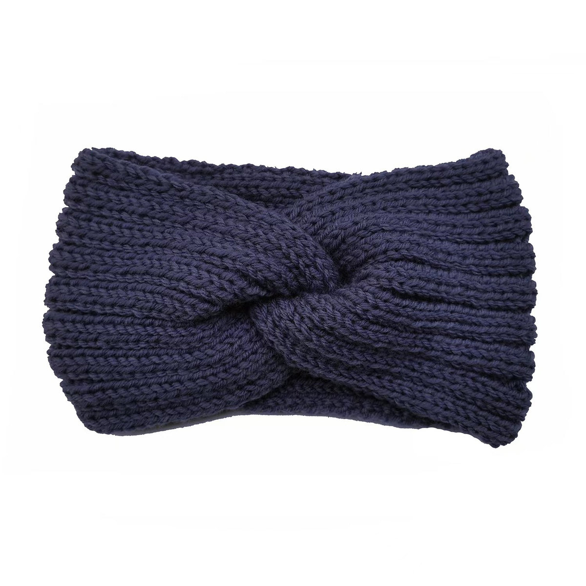 Soft Rib Knit Twist Front Headband - DarkBlue
