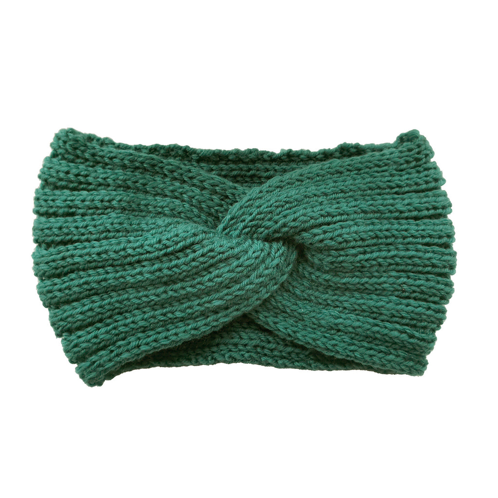 Soft Rib Knit Twist Front Headband - Green