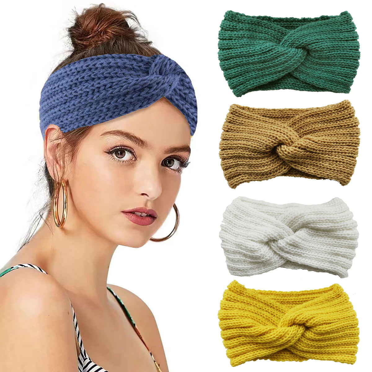 Soft Rib Knit Twist Front Headband - LTGrey