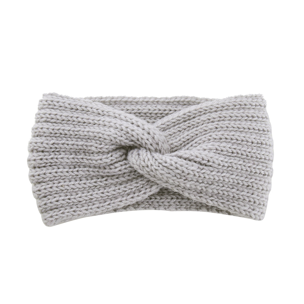 Soft Rib Knit Twist Front Headband - LTGrey - 1