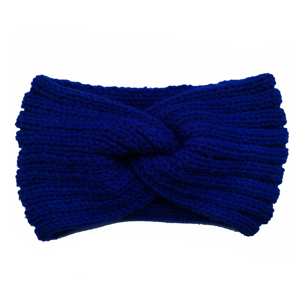 Soft Rib Knit Twist Front Headband - Royal