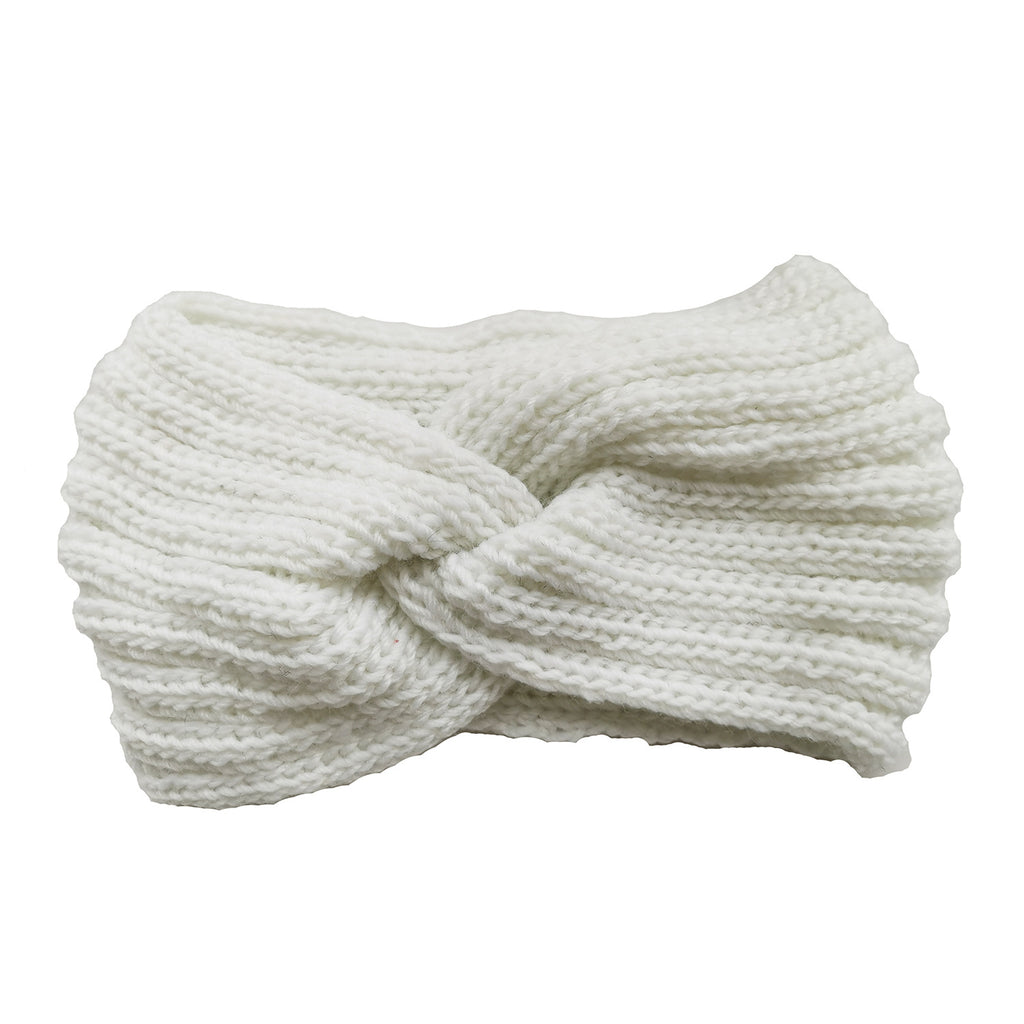 Soft Rib Knit Twist Front Headband - White