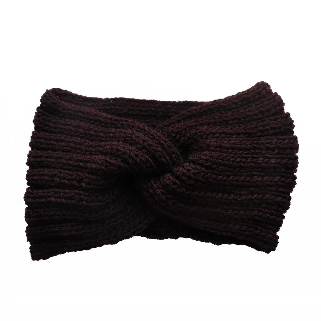 Soft Rib Knit Twist Front Headband - brown