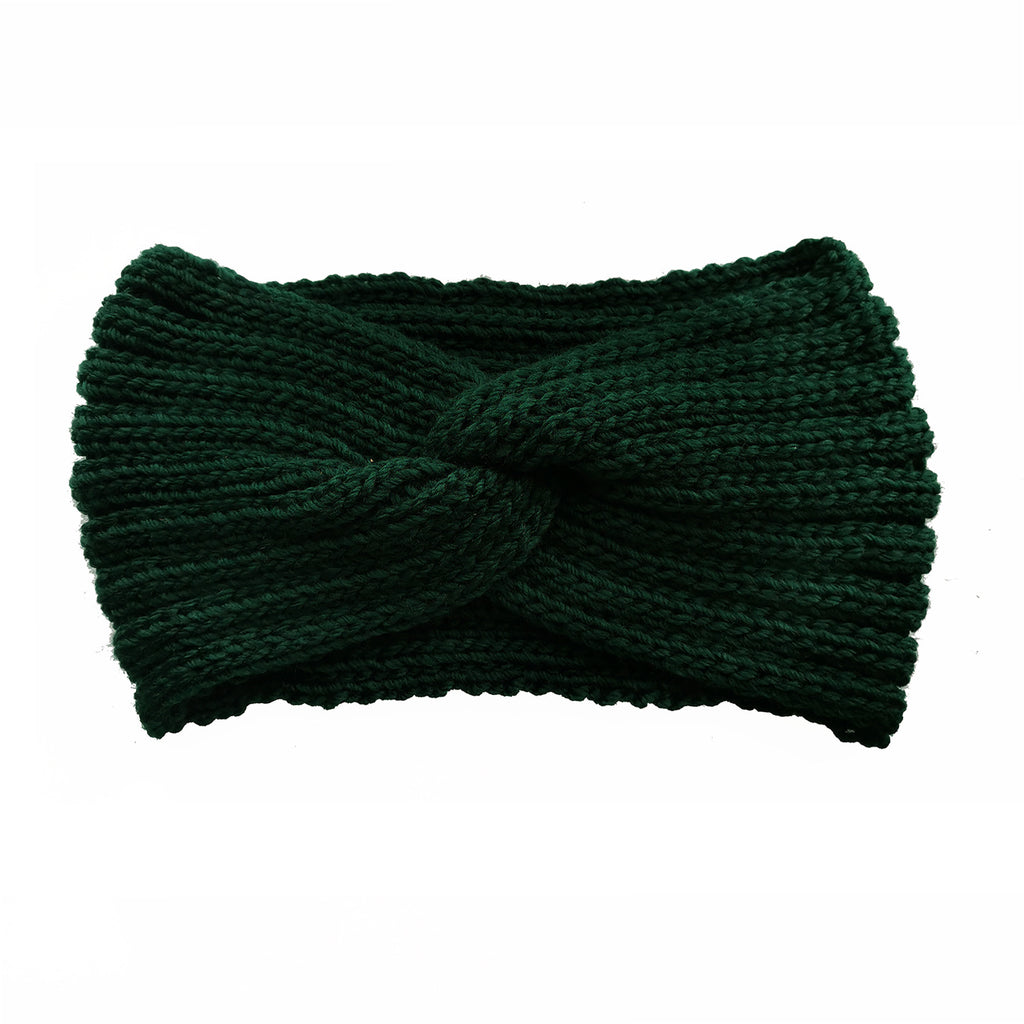 Soft Rib Knit Twist Front Headband - forest