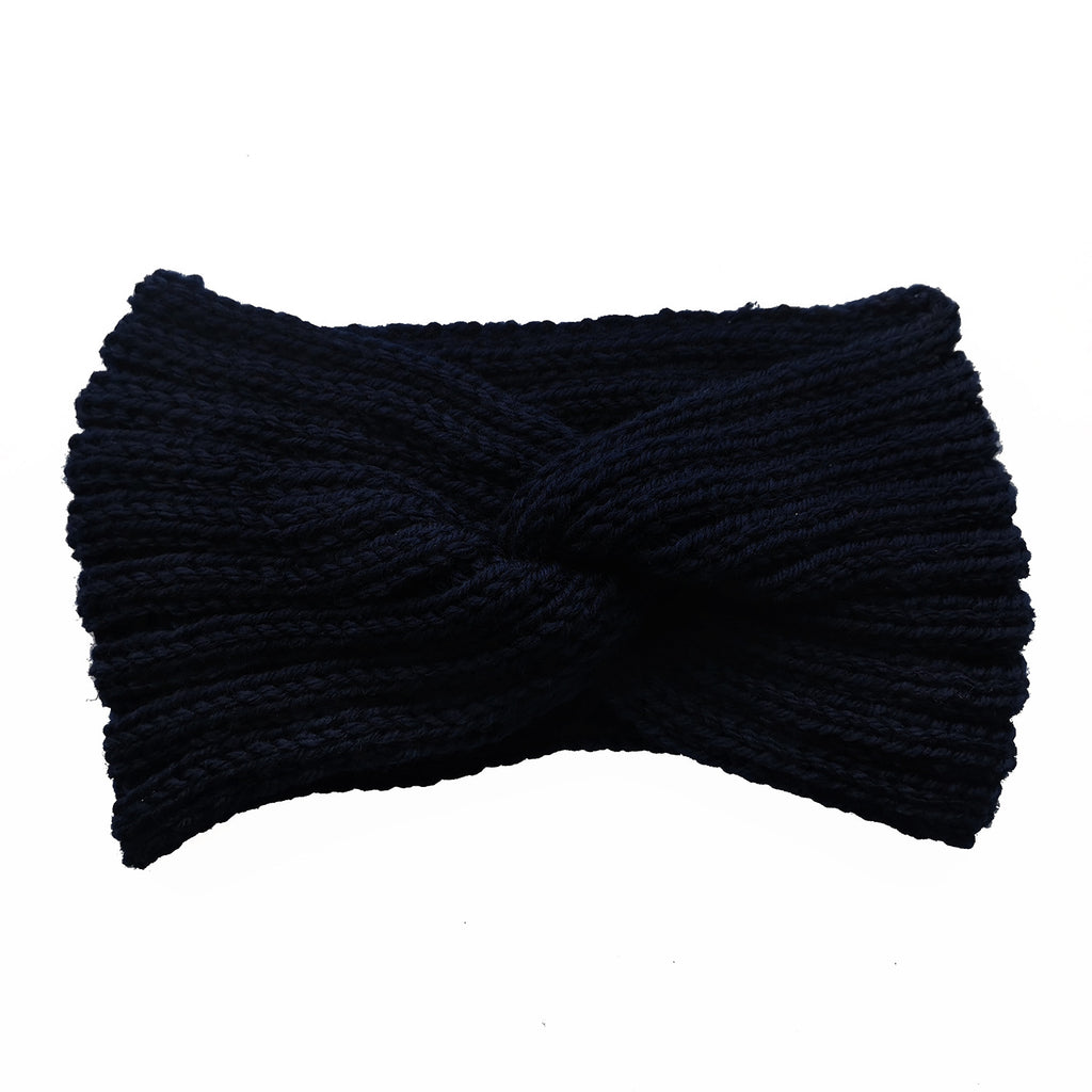 Soft Rib Knit Twist Front Headband - navy