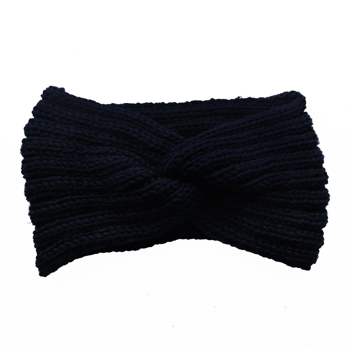 Soft Rib Knit Twist Front Headband - navy