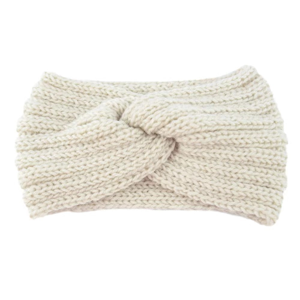 Soft Rib Knit Twist Front Headband - offwhite