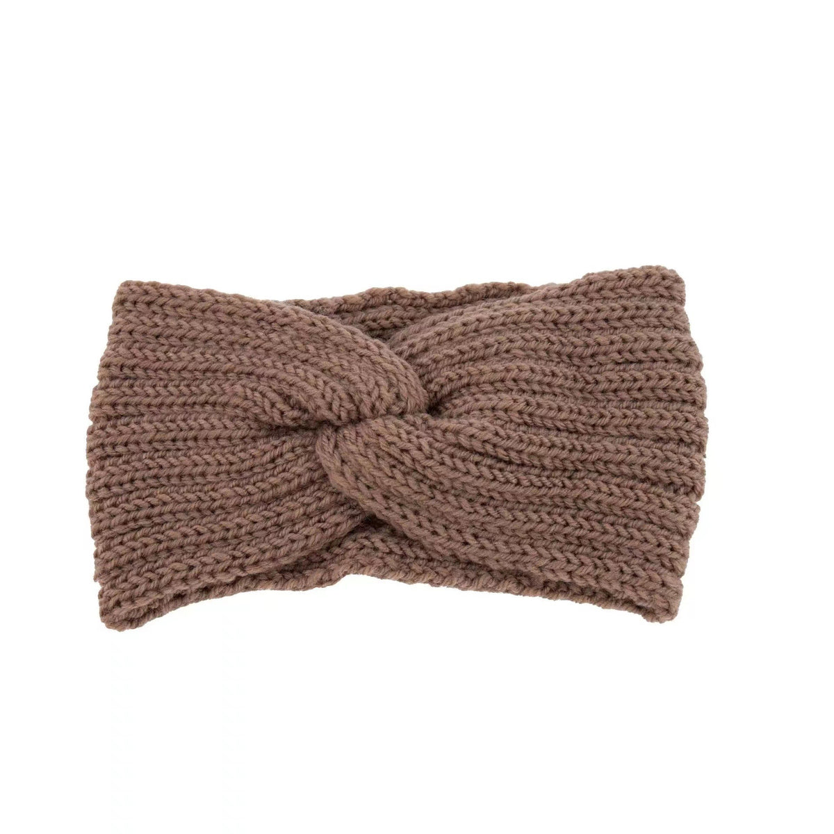 Soft Rib Knit Twist Front Headband - taupe
